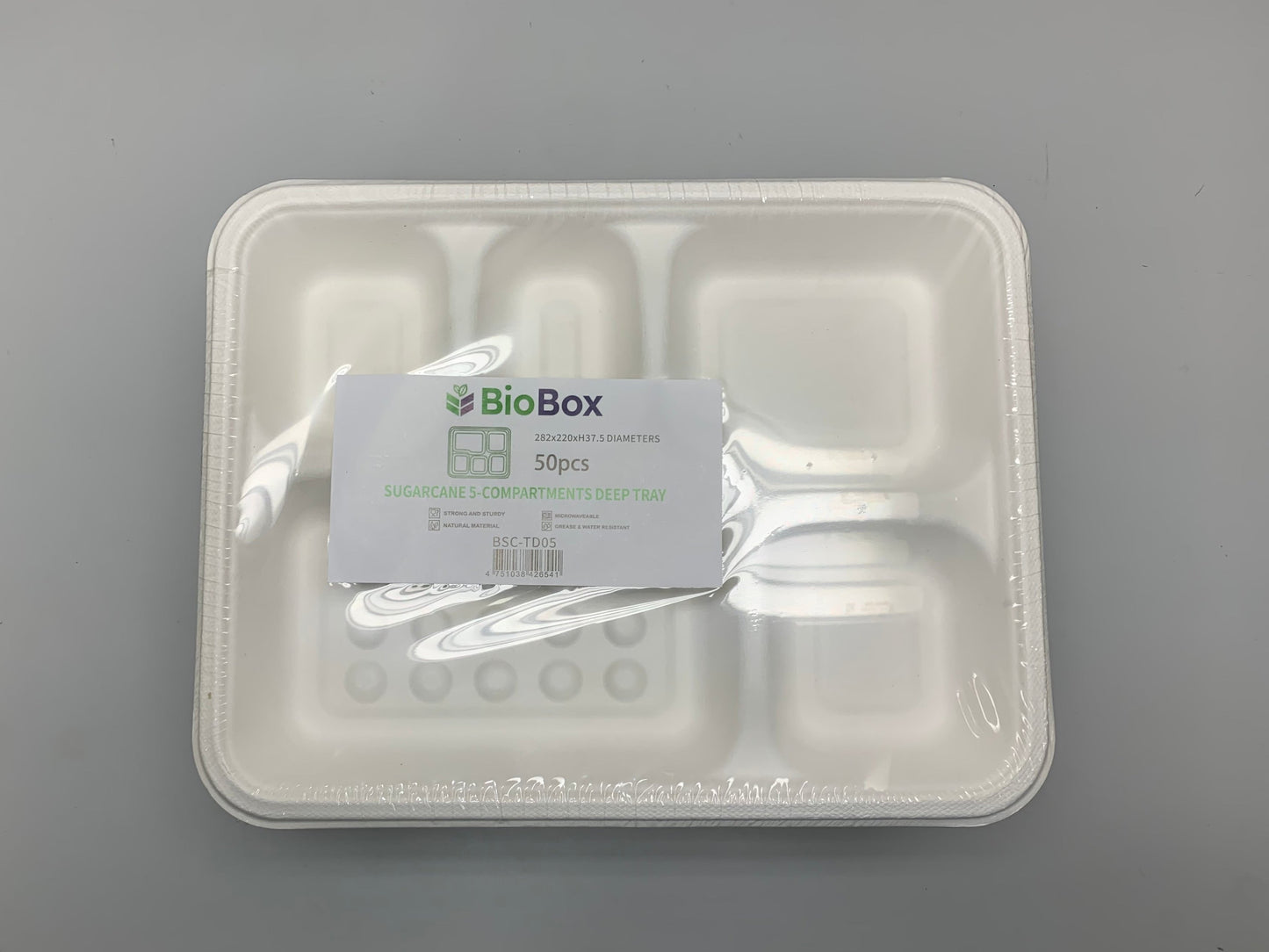 BioBox Sugarcane 5 Deep Compartments Trays 200pcs