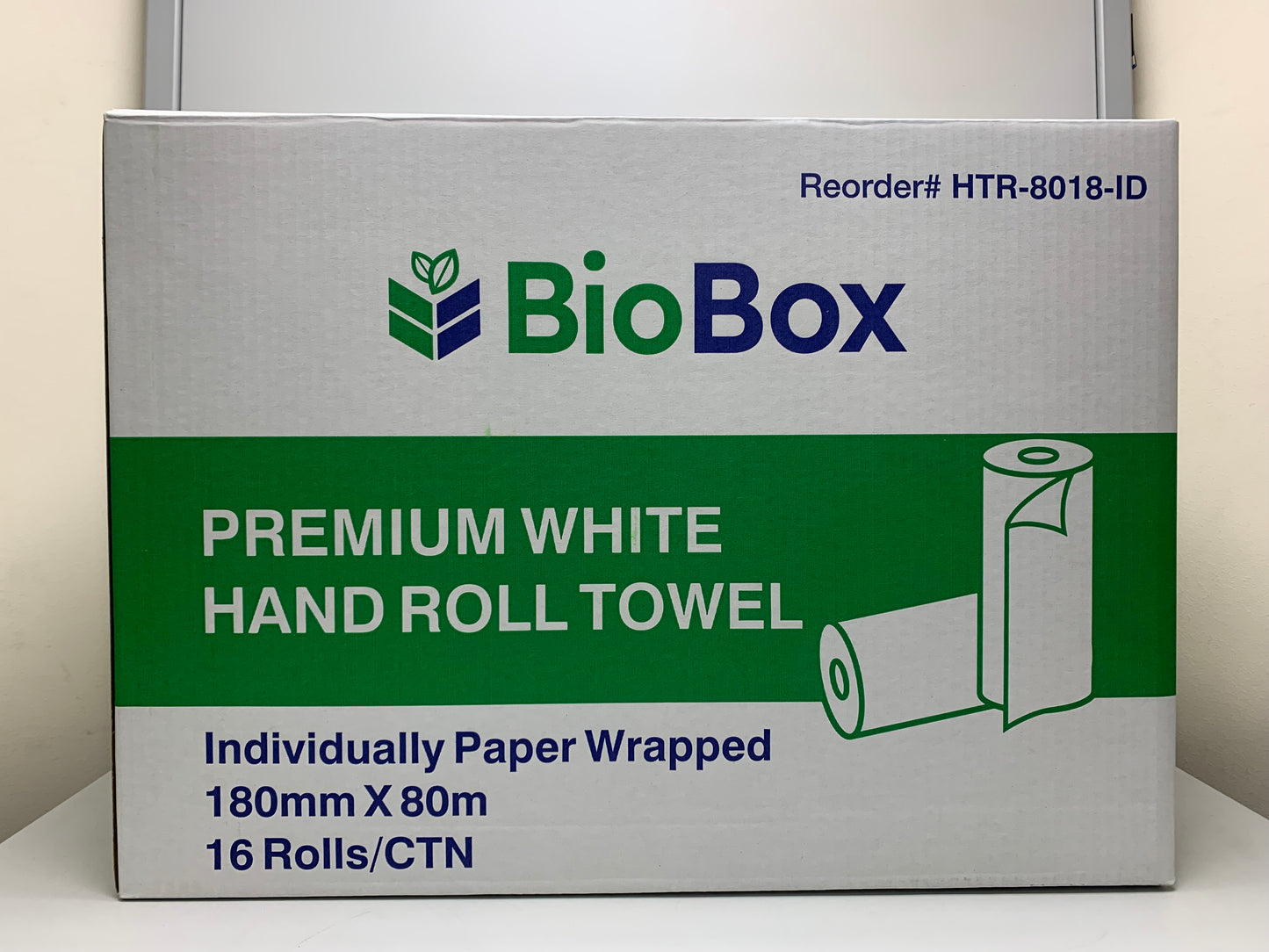 (BioBox) 80m Paper Hand Towel Roll (16 Rolls/Ctn) - Individually paper wrapped