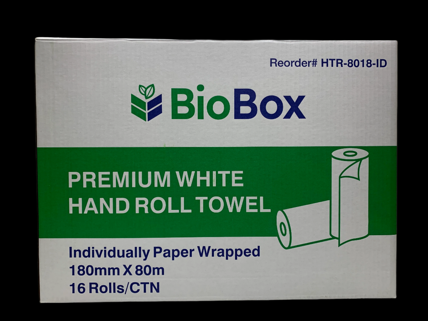 (BioBox) 80m Paper Hand Towel Roll (16 Rolls/Ctn) - Individually paper wrapped