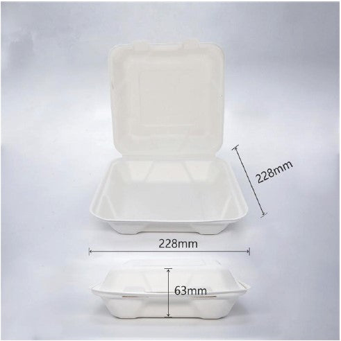 BioBox  Sugarcane 9" Dinner Box 1500ml  (200pcs)