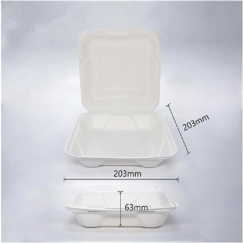 BioBox  Sugarcane 8" Dinner Box (200pcs)