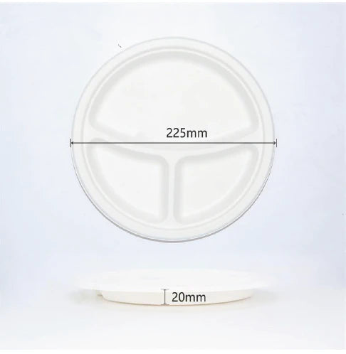 BioBox Sugarcane 9" 3-Comp Round Plate (500pcs)