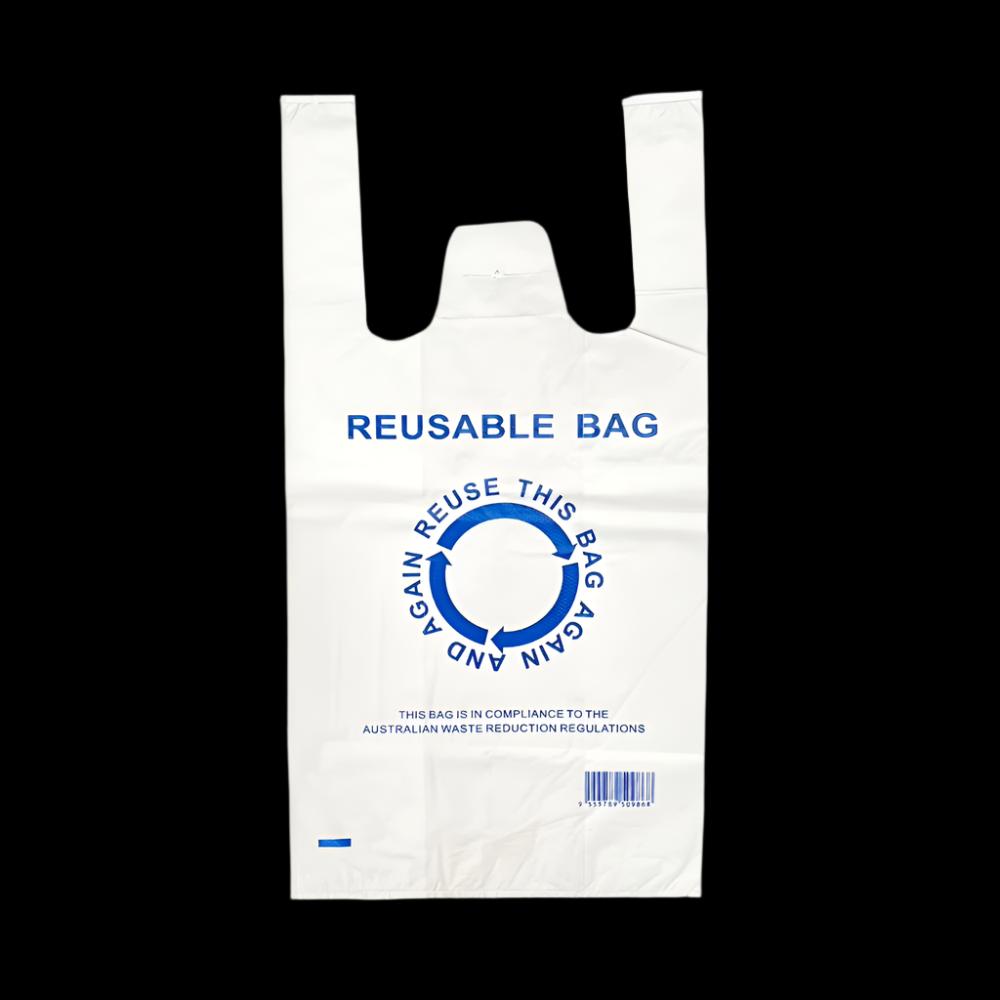 Medium (Printed) - Reusable Plastic Singlet Carry Bags 40um